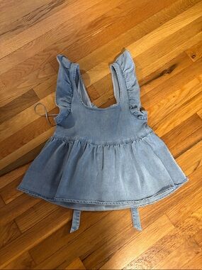 Altar'd State Light Blue Denim Ruffle Tank Top